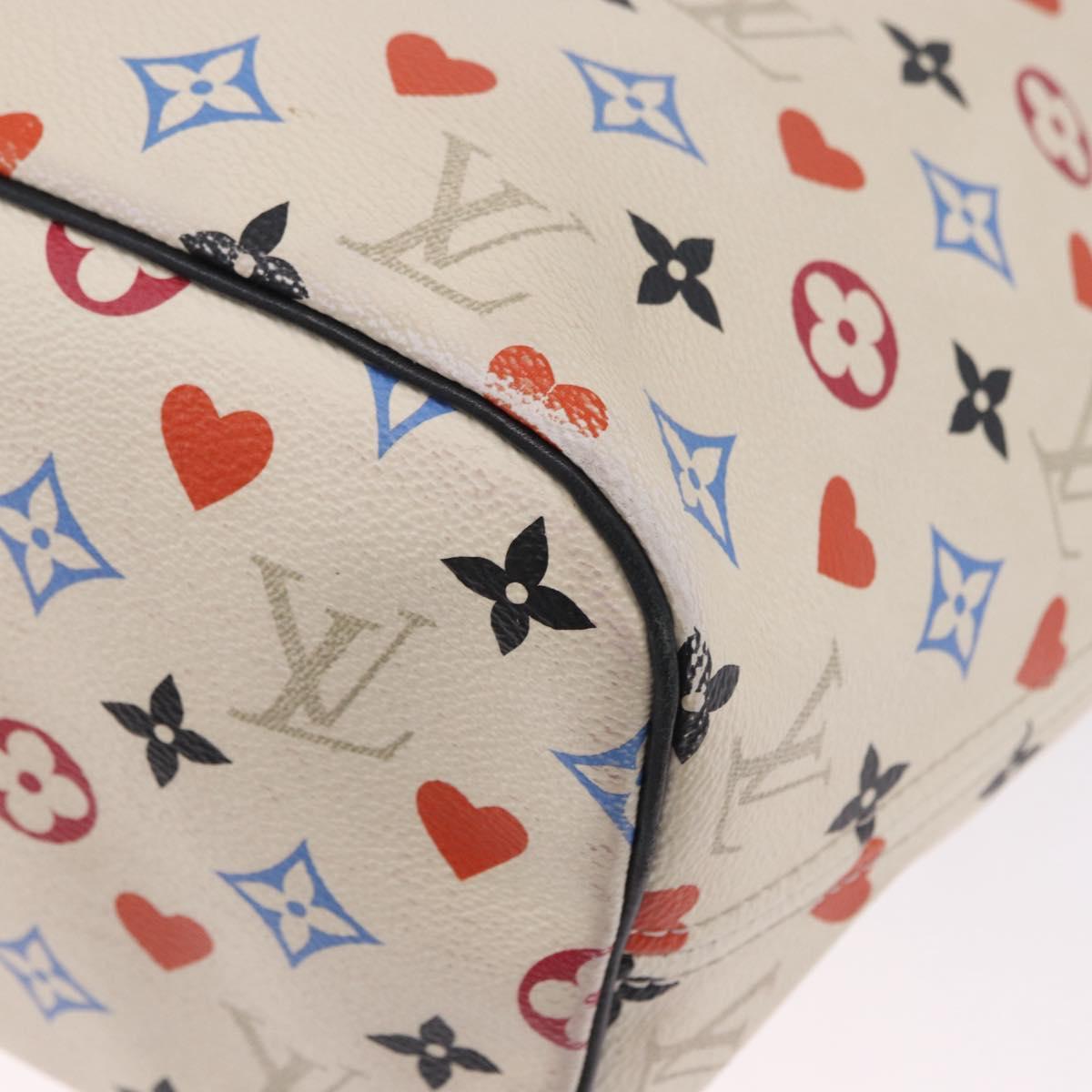 LOUIS VUITTON Monogram Game On Neverfull MM Tote Bag White M57462 LV Auth 202187