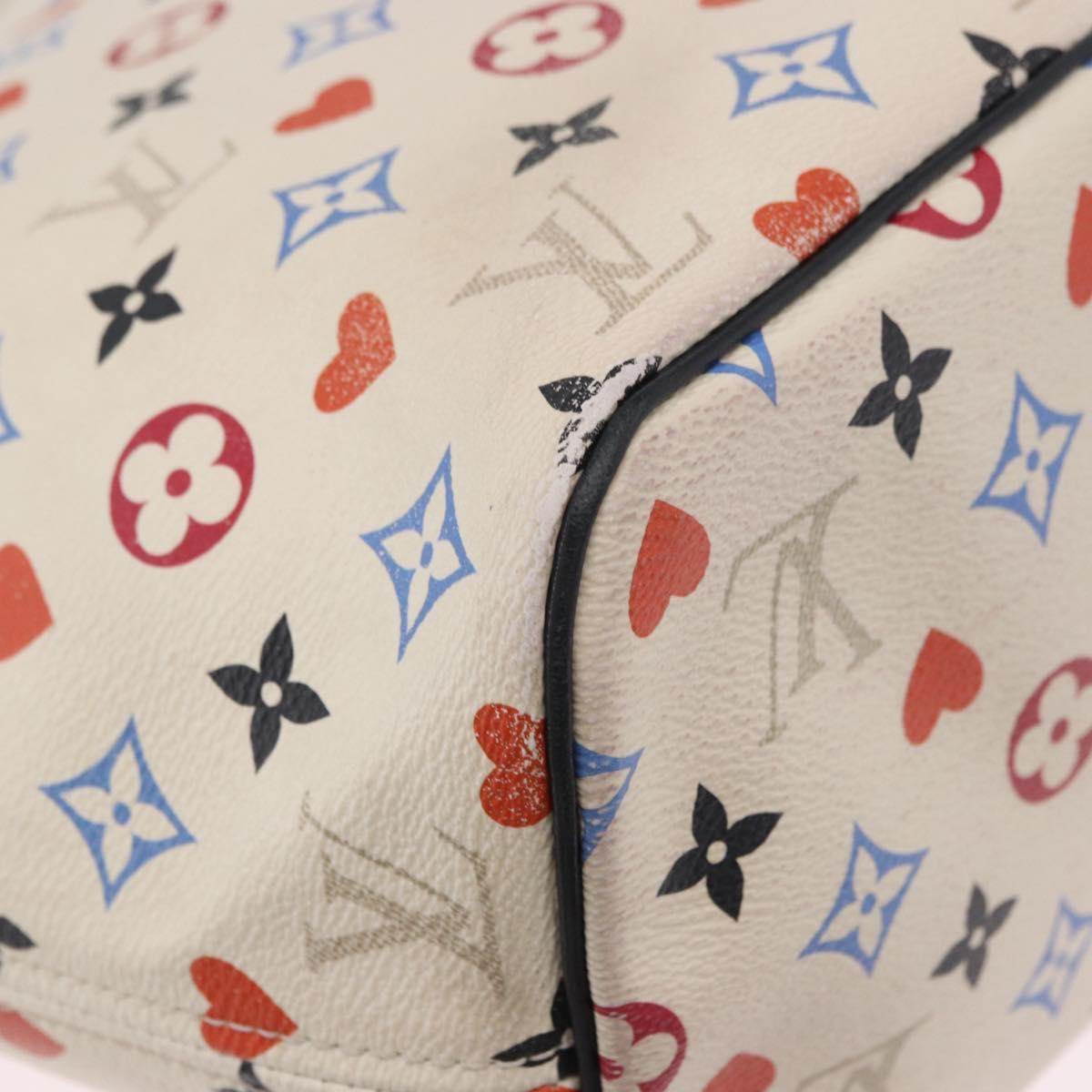 LOUIS VUITTON Monogram Game On Neverfull MM Tote Bag White M57462 LV Auth 202187