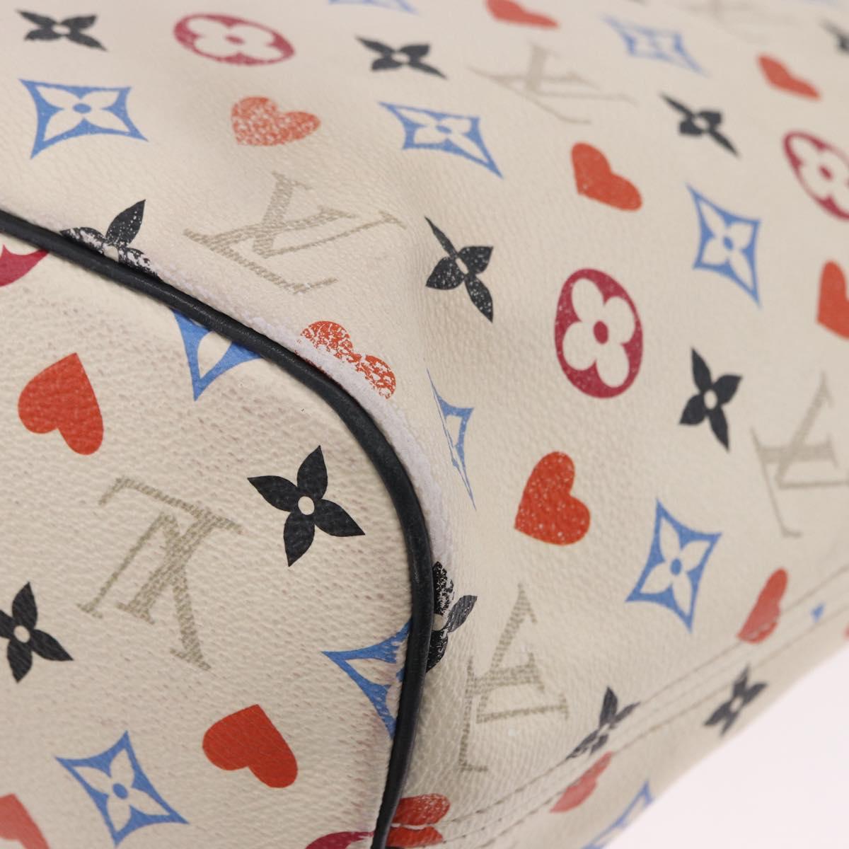 LOUIS VUITTON Monogram Game On Neverfull MM Tote Bag White M57462 LV Auth 202187