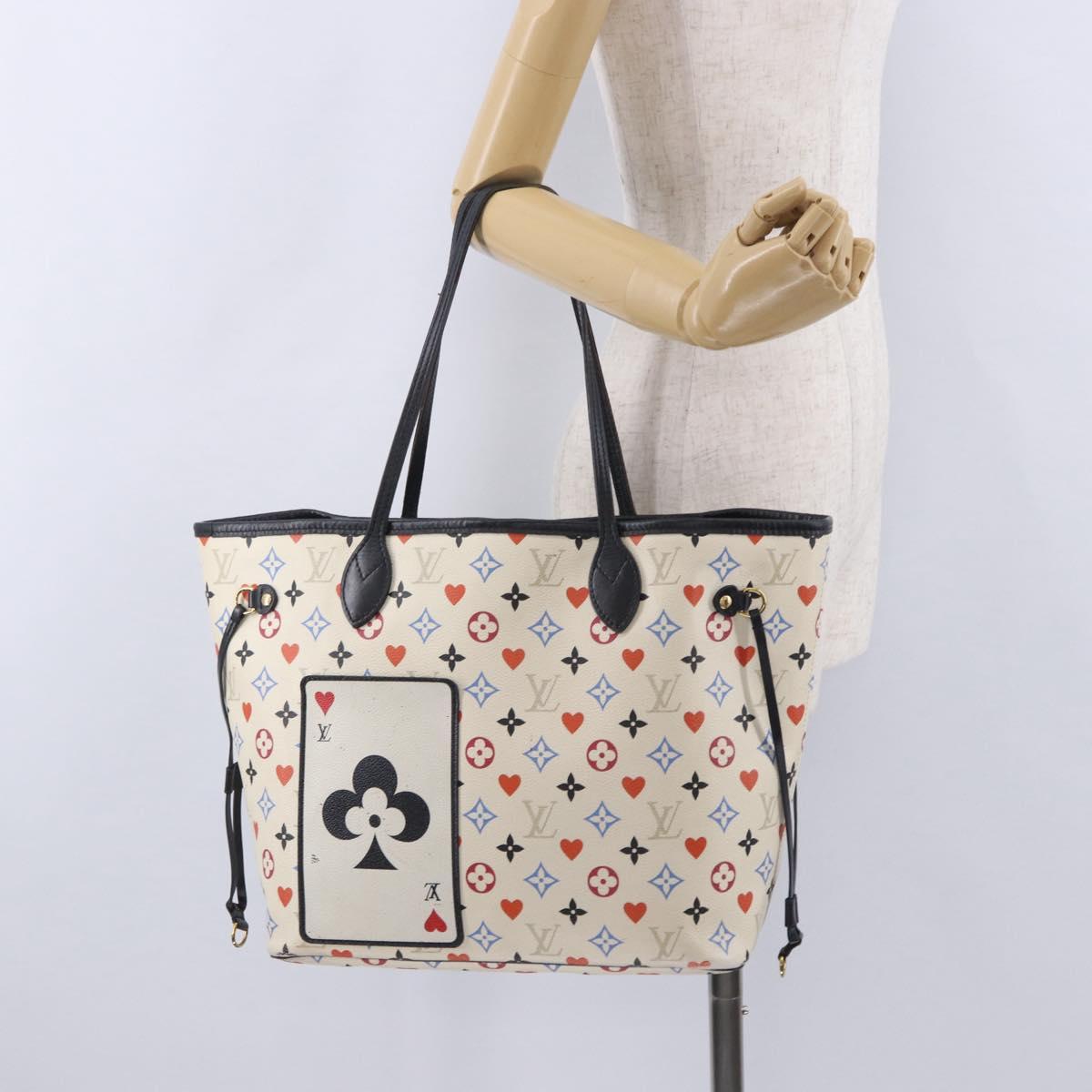 LOUIS VUITTON Monogram Game On Neverfull MM Tote Bag White M57462 LV Auth 202187