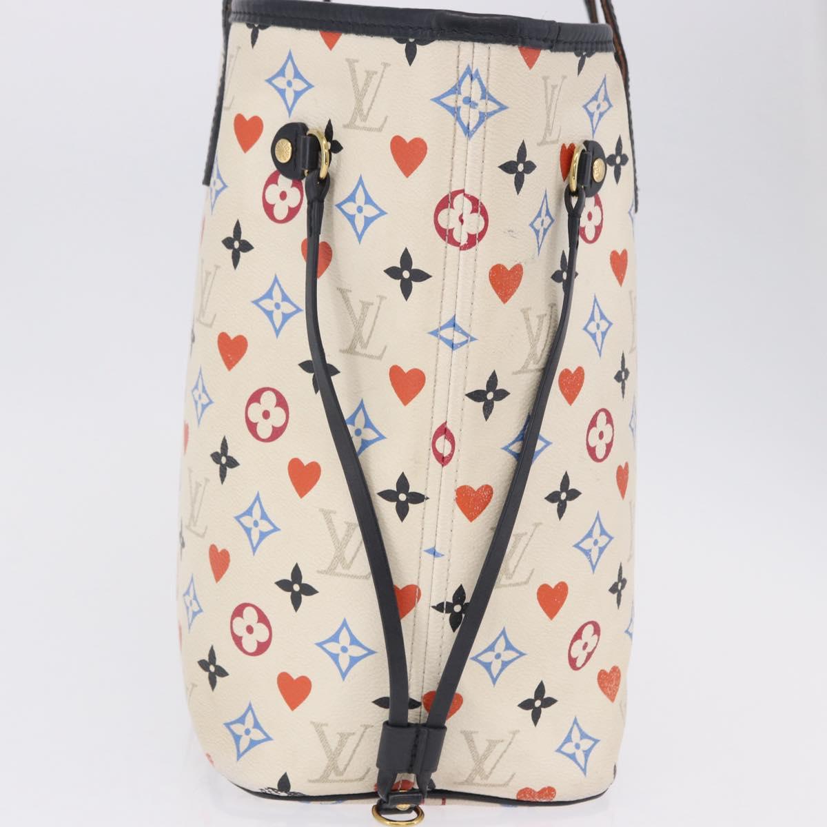 LOUIS VUITTON Monogram Game On Neverfull MM Tote Bag White M57462 LV Auth 202187