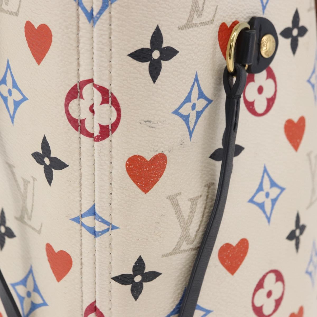 LOUIS VUITTON Monogram Game On Neverfull MM Tote Bag White M57462 LV Auth 202187