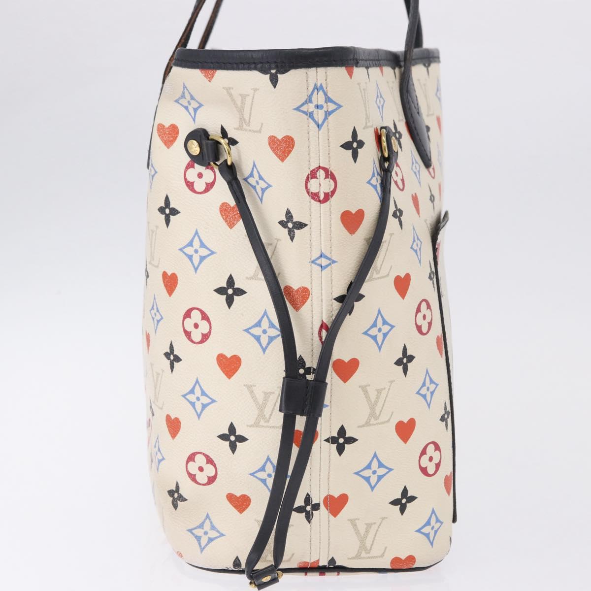 LOUIS VUITTON Monogram Game On Neverfull MM Tote Bag White M57462 LV Auth 202187