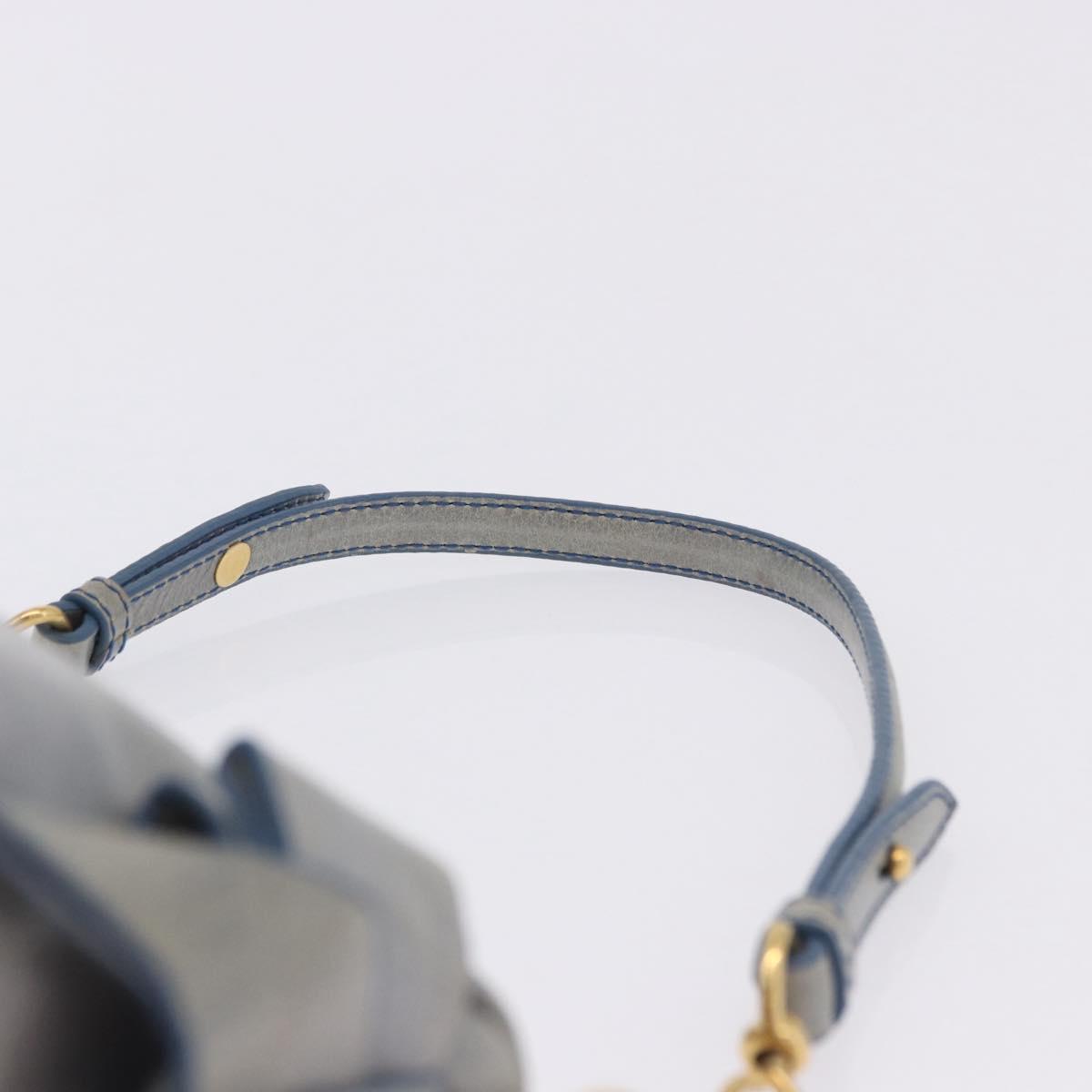 Miu Miu Shoulder Bag Vitellolux Light Blue Gold Auth 202191M