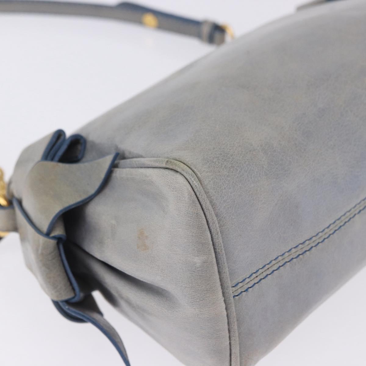 Miu Miu Shoulder Bag Vitellolux Light Blue Gold Auth 202191M
