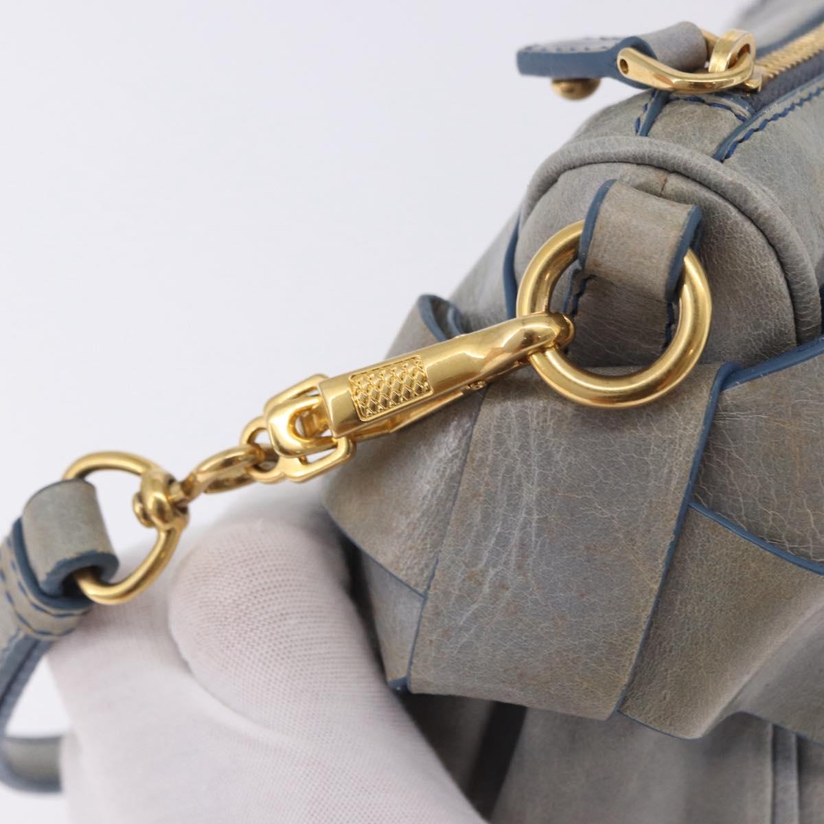 Miu Miu Shoulder Bag Vitellolux Light Blue Gold Auth 202191M