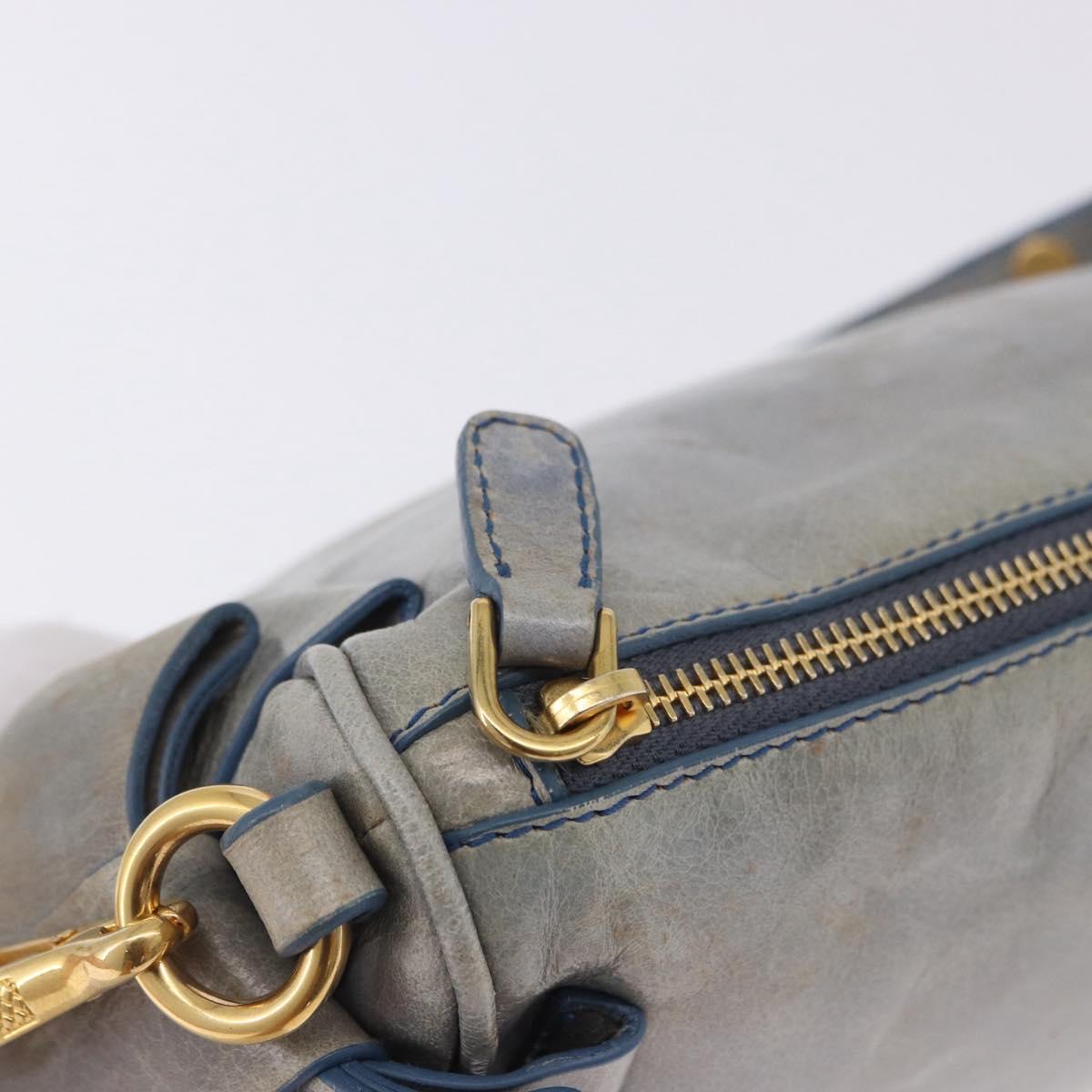 Miu Miu Shoulder Bag Vitellolux Light Blue Gold Auth 202191M