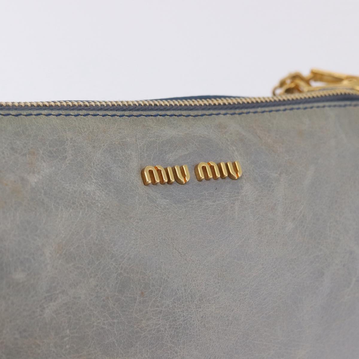 Miu Miu Shoulder Bag Vitellolux Light Blue Gold Auth 202191M