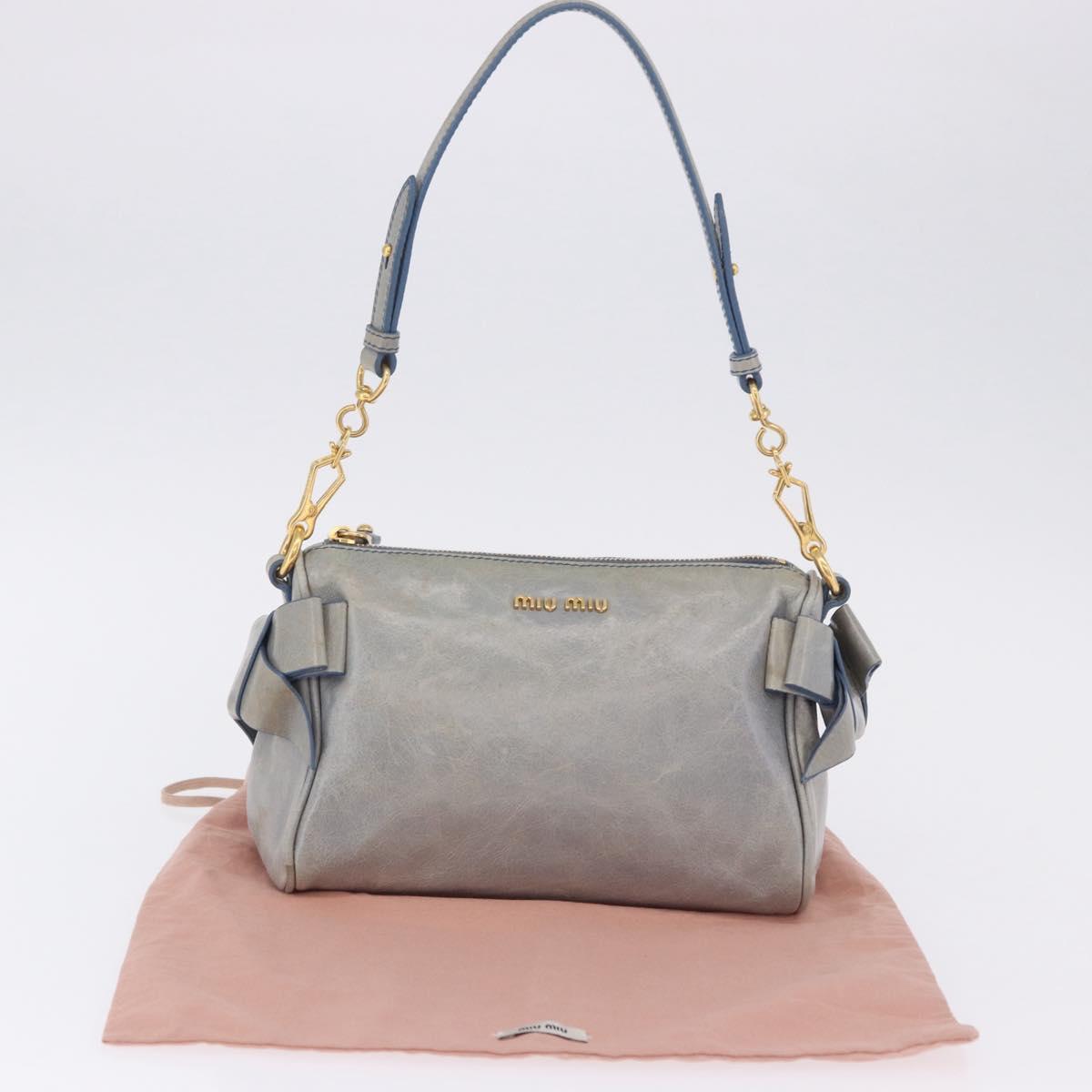 Miu Miu Shoulder Bag Vitellolux Light Blue Gold Auth 202191M