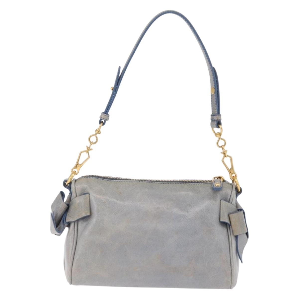 Miu Miu Shoulder Bag Vitellolux Light Blue Gold Auth 202191M