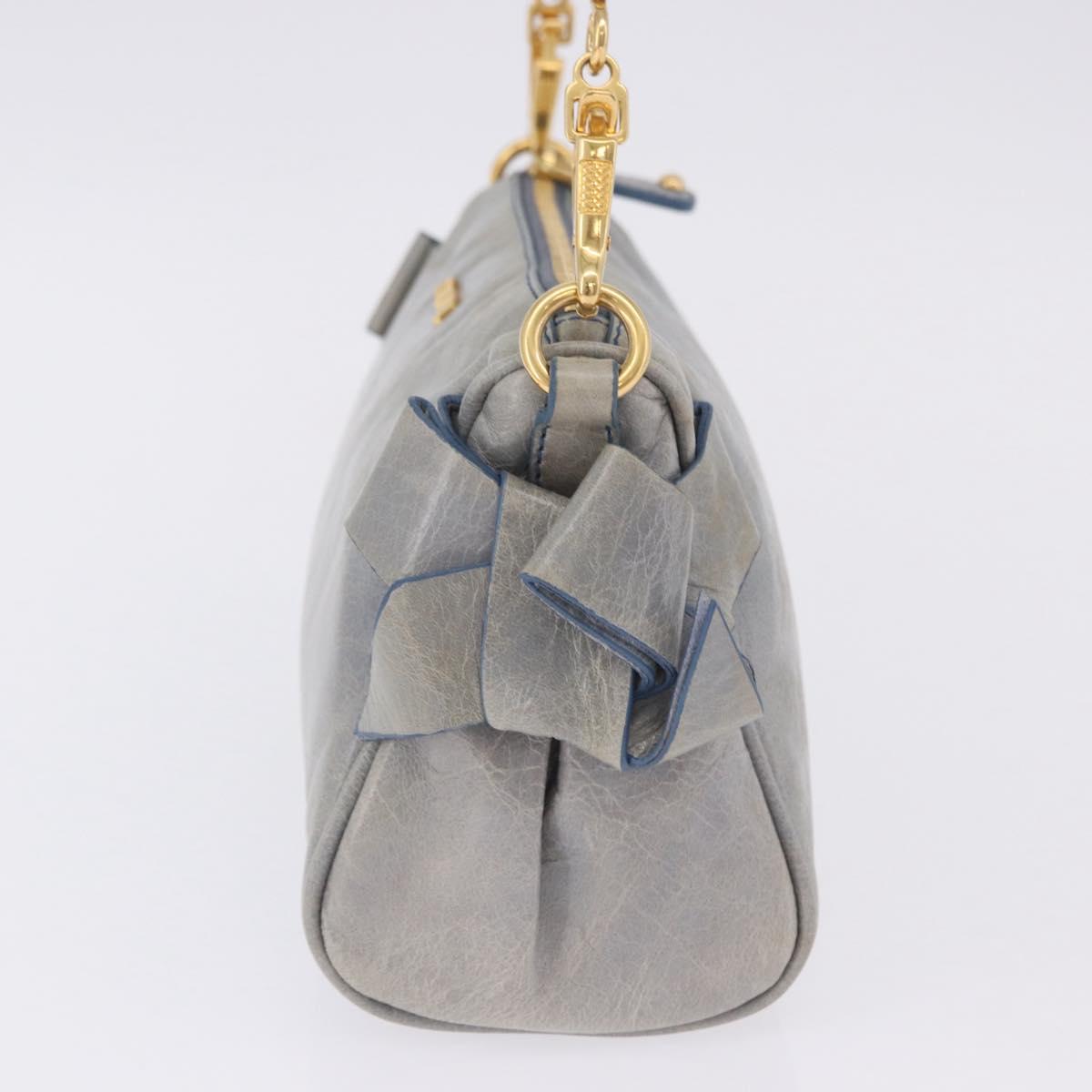 Miu Miu Shoulder Bag Vitellolux Light Blue Gold Auth 202191M
