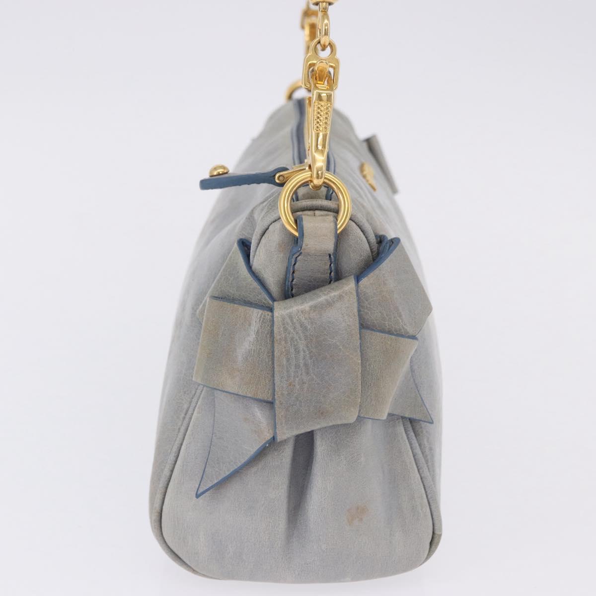 Miu Miu Shoulder Bag Vitellolux Light Blue Gold Auth 202191M