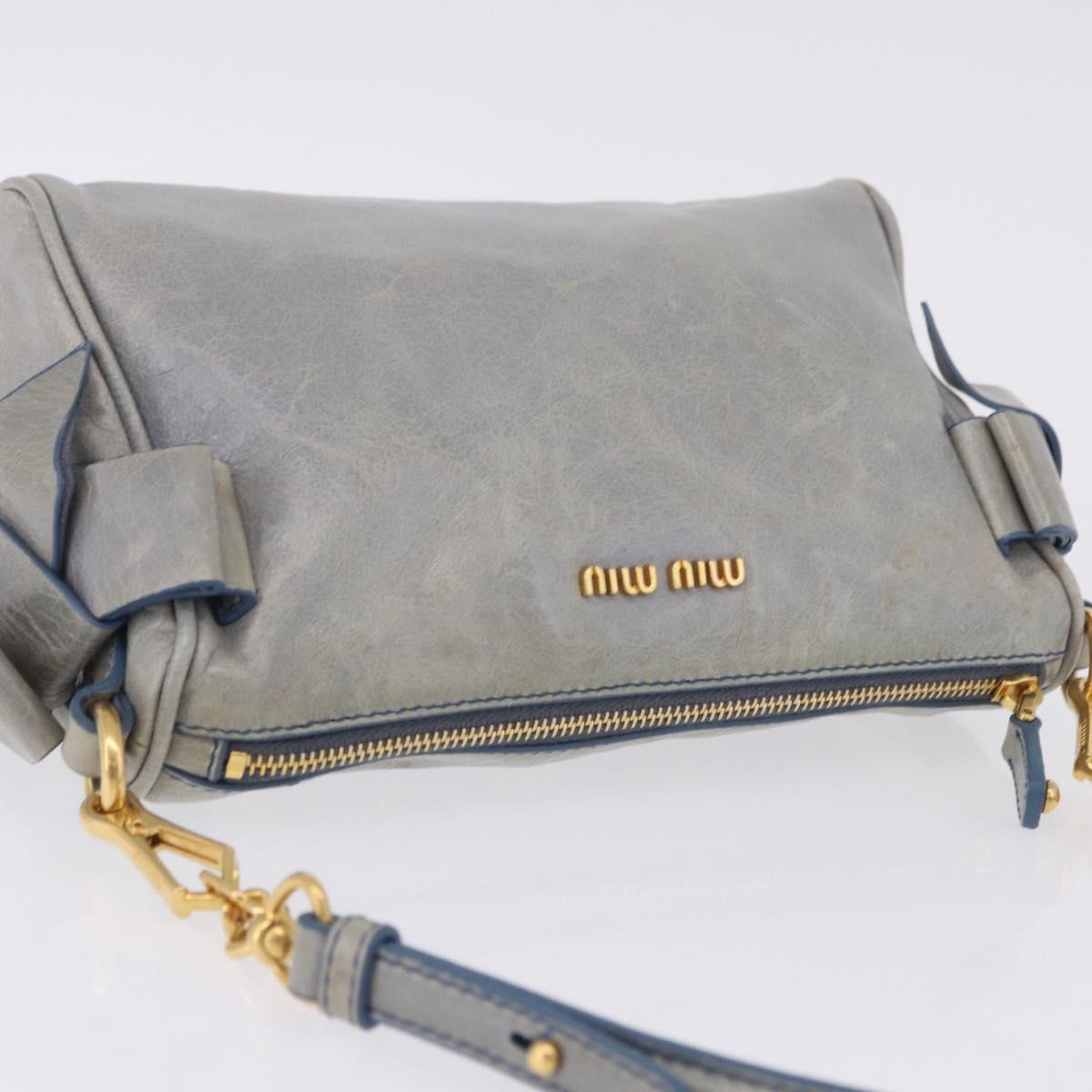 Miu Miu Shoulder Bag Vitellolux Light Blue Gold Auth 202191M