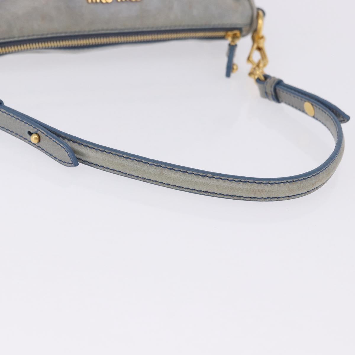 Miu Miu Shoulder Bag Vitellolux Light Blue Gold Auth 202191M