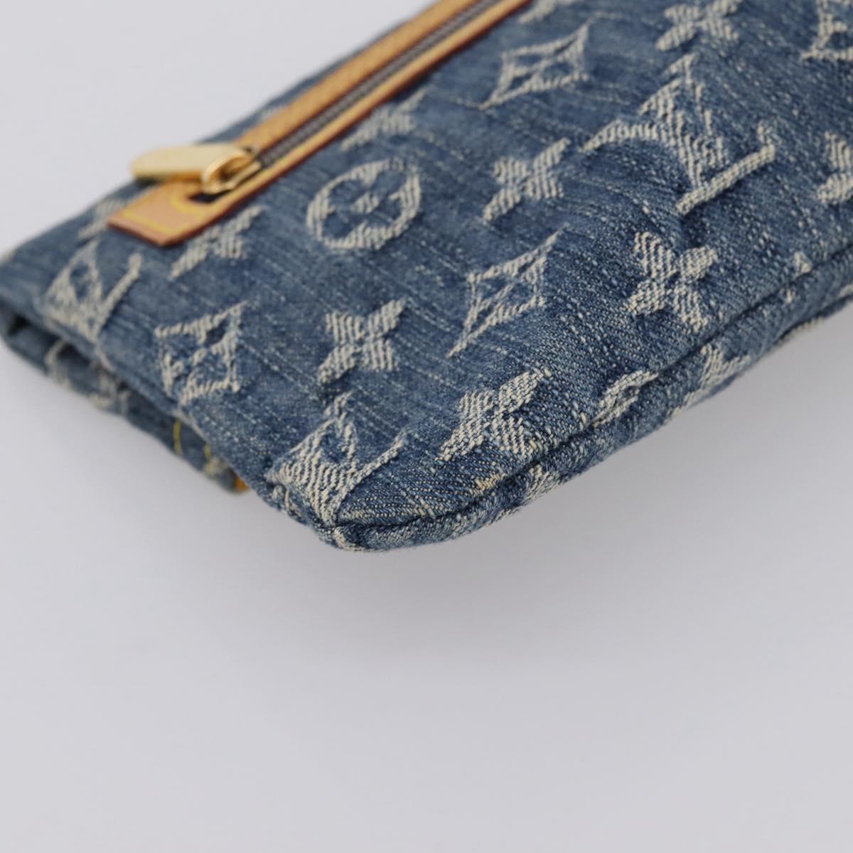 LOUIS VUITTON Monogram Denim Pochette Plat Clutch Bag Blue M95007 Auth 202197V