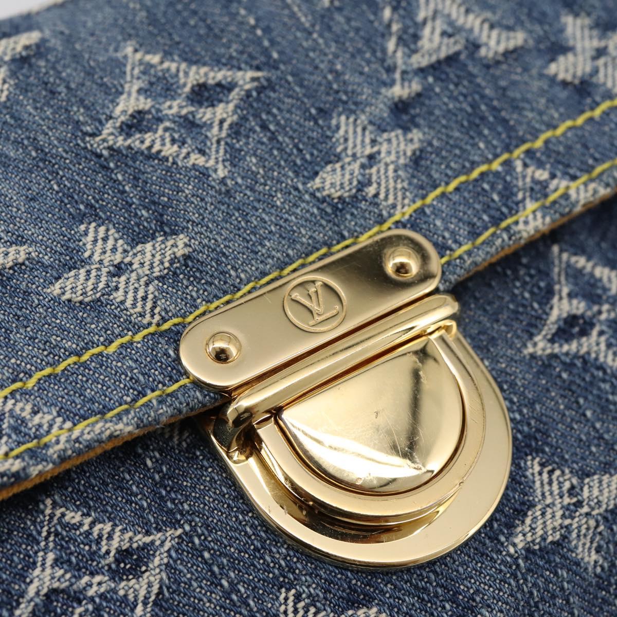 LOUIS VUITTON Monogram Denim Pochette Plat Clutch Bag Blue M95007 Auth 202197V