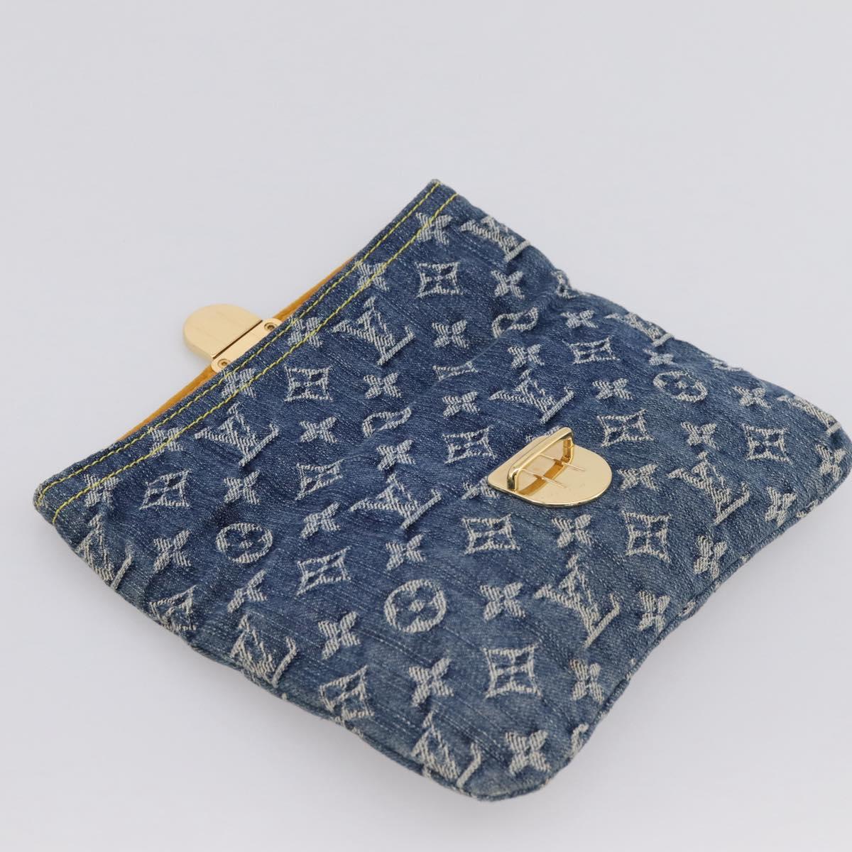 LOUIS VUITTON Monogram Denim Pochette Plat Clutch Bag Blue M95007 Auth 202197V