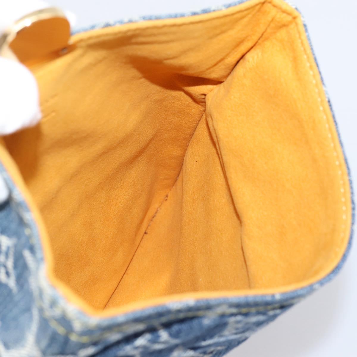 LOUIS VUITTON Monogram Denim Pochette Plat Clutch Bag Blue M95007 Auth 202197V
