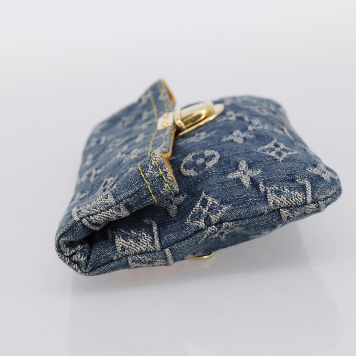 LOUIS VUITTON Monogram Denim Pochette Plat Clutch Bag Blue M95007 Auth 202197V