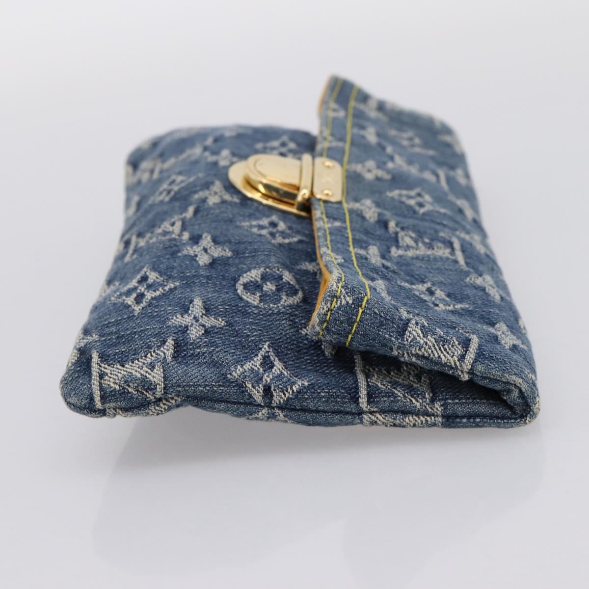 LOUIS VUITTON Monogram Denim Pochette Plat Clutch Bag Blue M95007 Auth 202197V