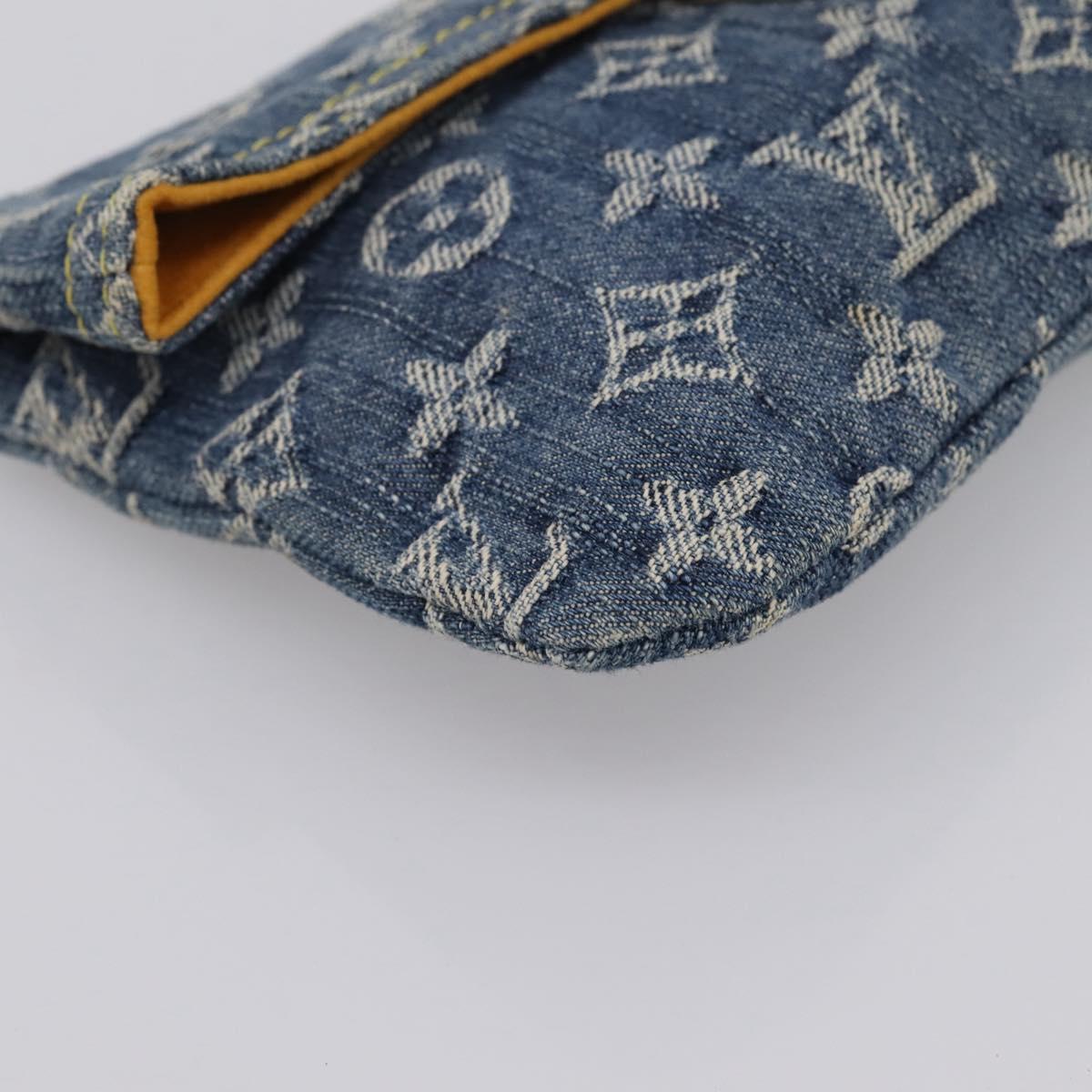 LOUIS VUITTON Monogram Denim Pochette Plat Clutch Bag Blue M95007 Auth 202197V