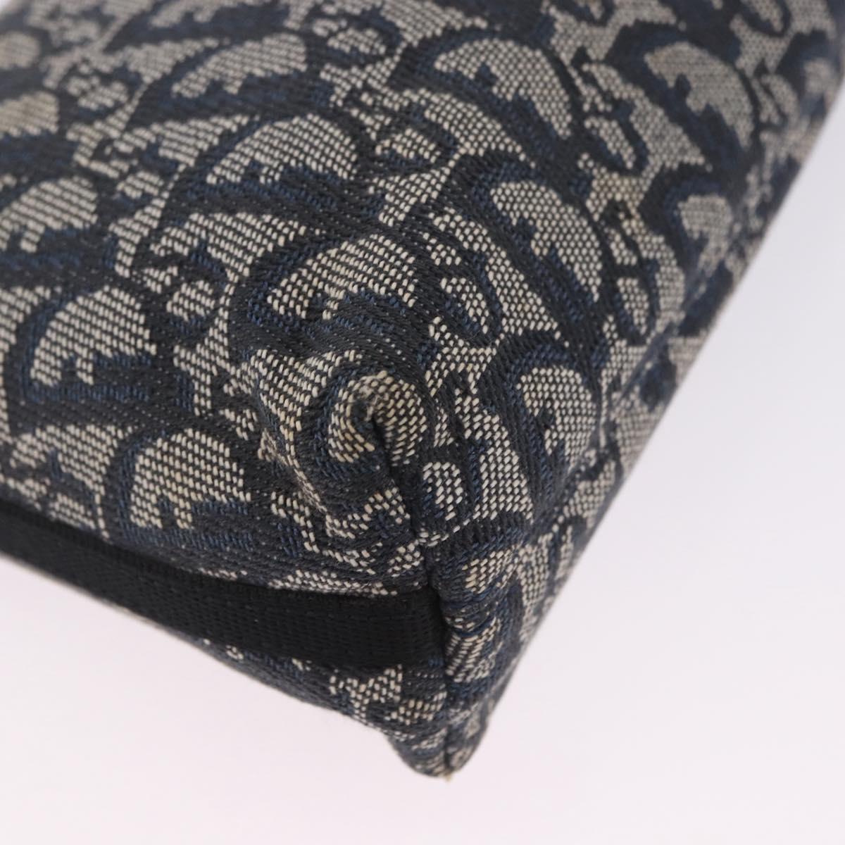 Christian Dior Trotter Canvas Accessory Pouch Navy Silver Auth 202199A