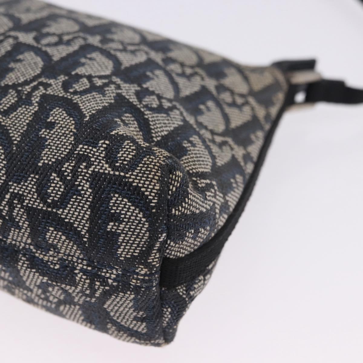 Christian Dior Trotter Canvas Accessory Pouch Navy Silver Auth 202199A