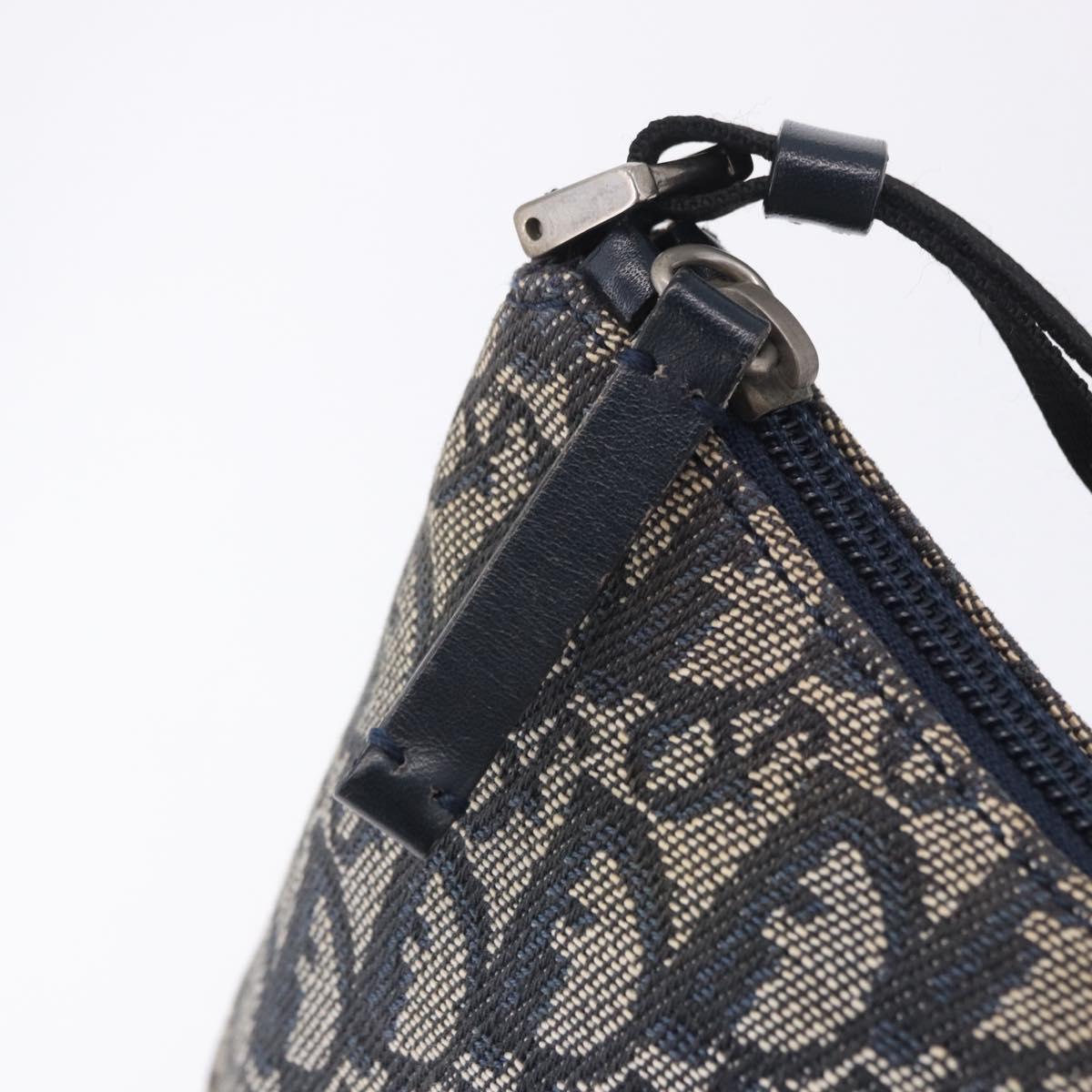 Christian Dior Trotter Canvas Accessory Pouch Navy Silver Auth 202199A