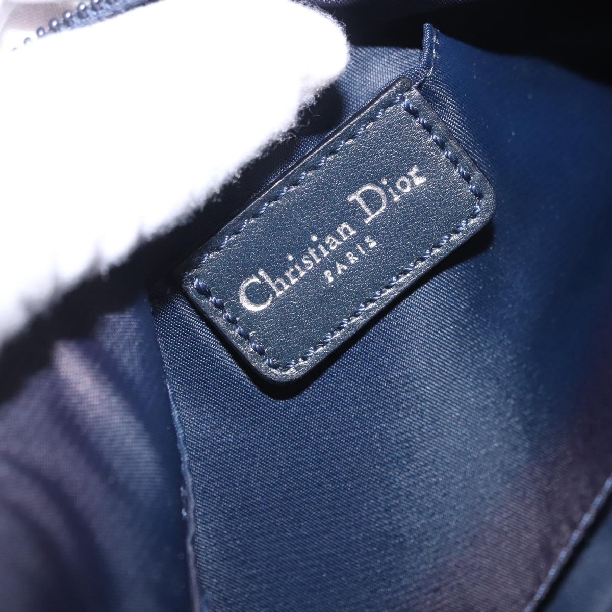 Christian Dior Trotter Canvas Accessory Pouch Navy Silver Auth 202199A