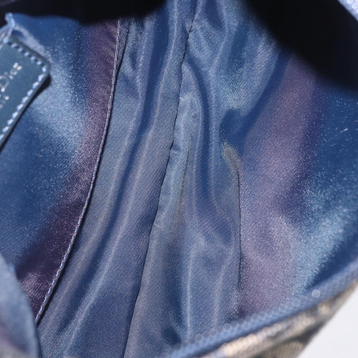 Christian Dior Trotter Canvas Accessory Pouch Navy Silver Auth 202199A