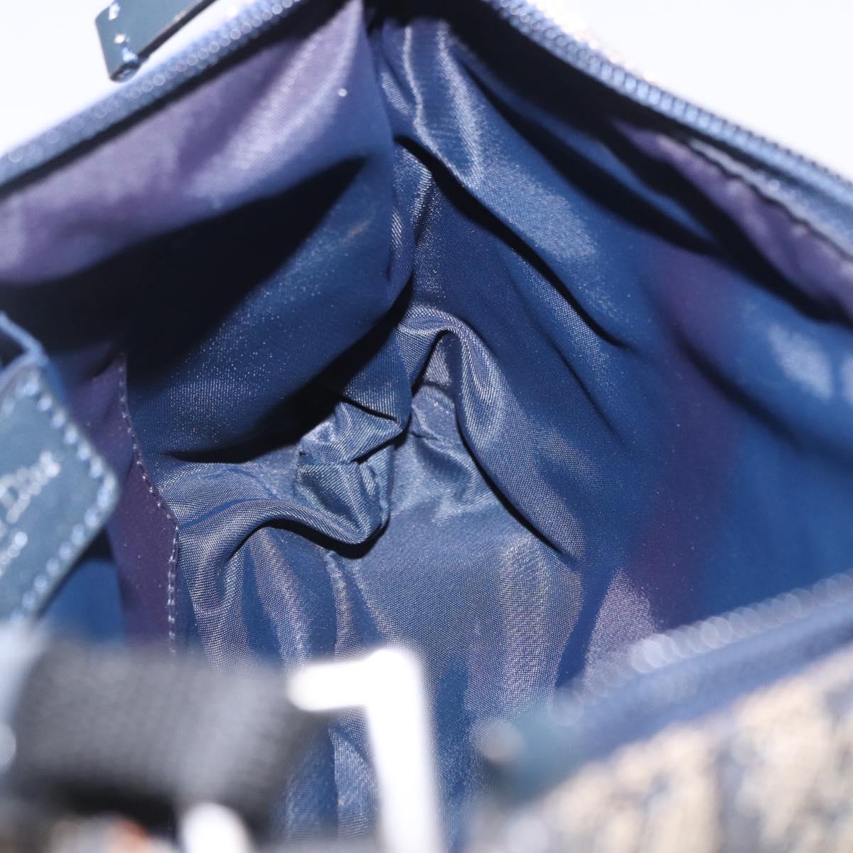 Christian Dior Trotter Canvas Accessory Pouch Navy Silver Auth 202199A