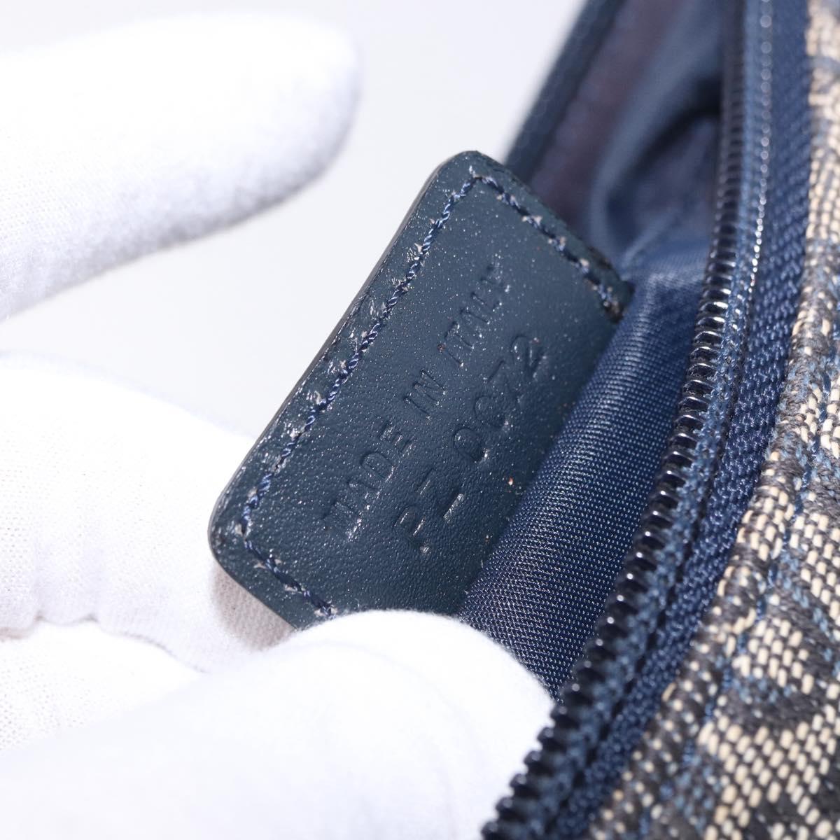 Christian Dior Trotter Canvas Accessory Pouch Navy Silver Auth 202199A