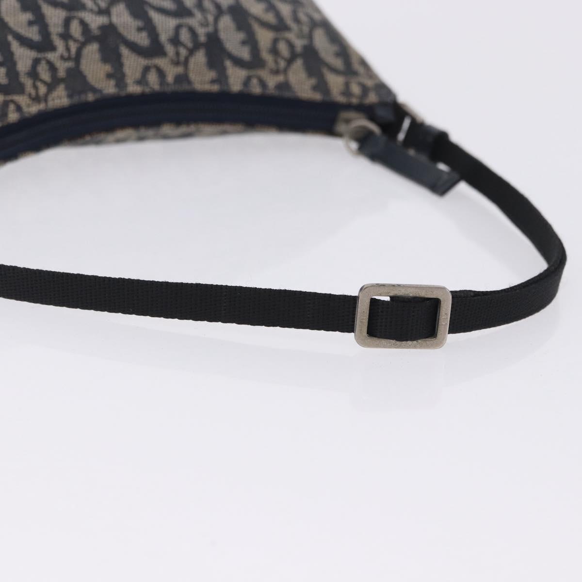 Christian Dior Trotter Canvas Accessory Pouch Navy Silver Auth 202199A