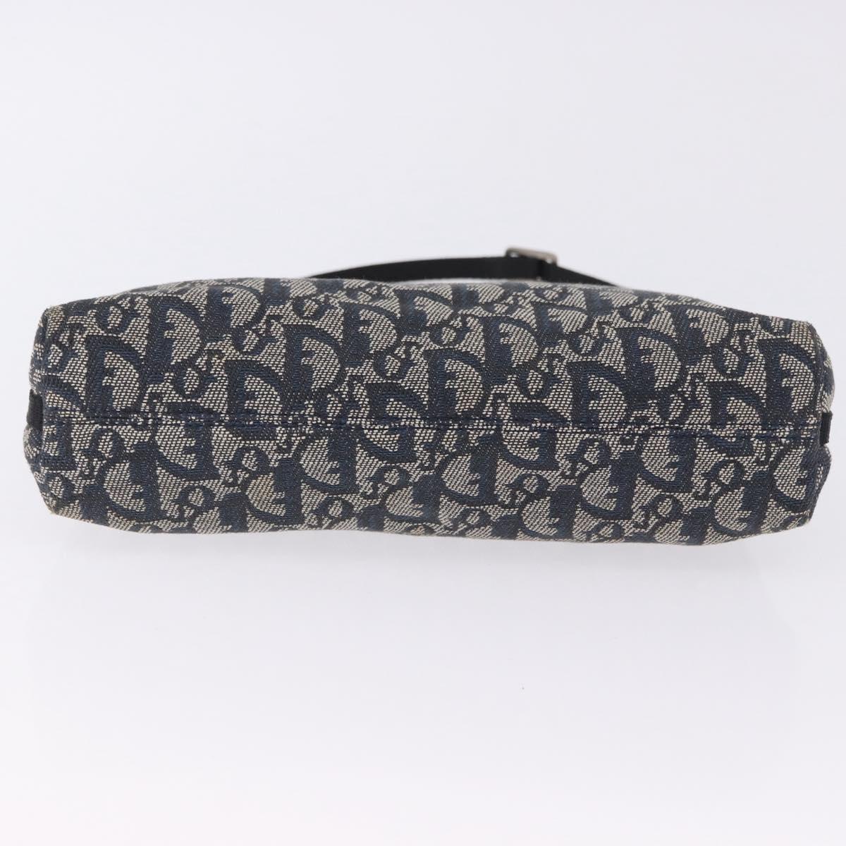 Christian Dior Trotter Canvas Accessory Pouch Navy Silver Auth 202199A