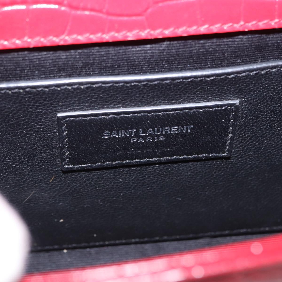 SAINT LAURENT Chain Kate Shoulder Bag Leather Red Silver Auth 202203V