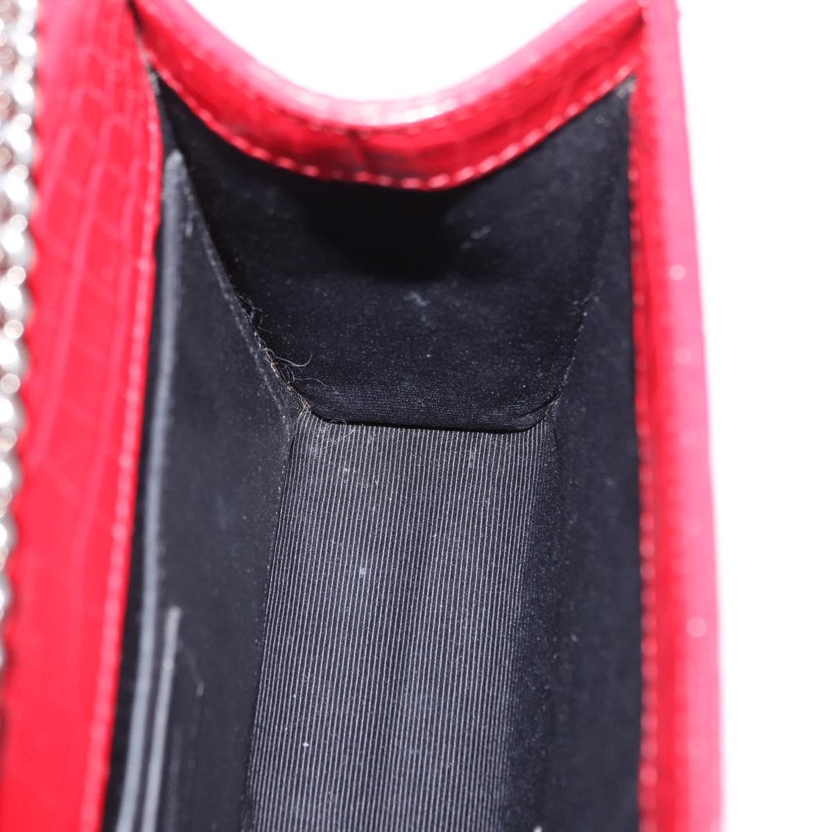SAINT LAURENT Chain Kate Shoulder Bag Leather Red Silver Auth 202203V