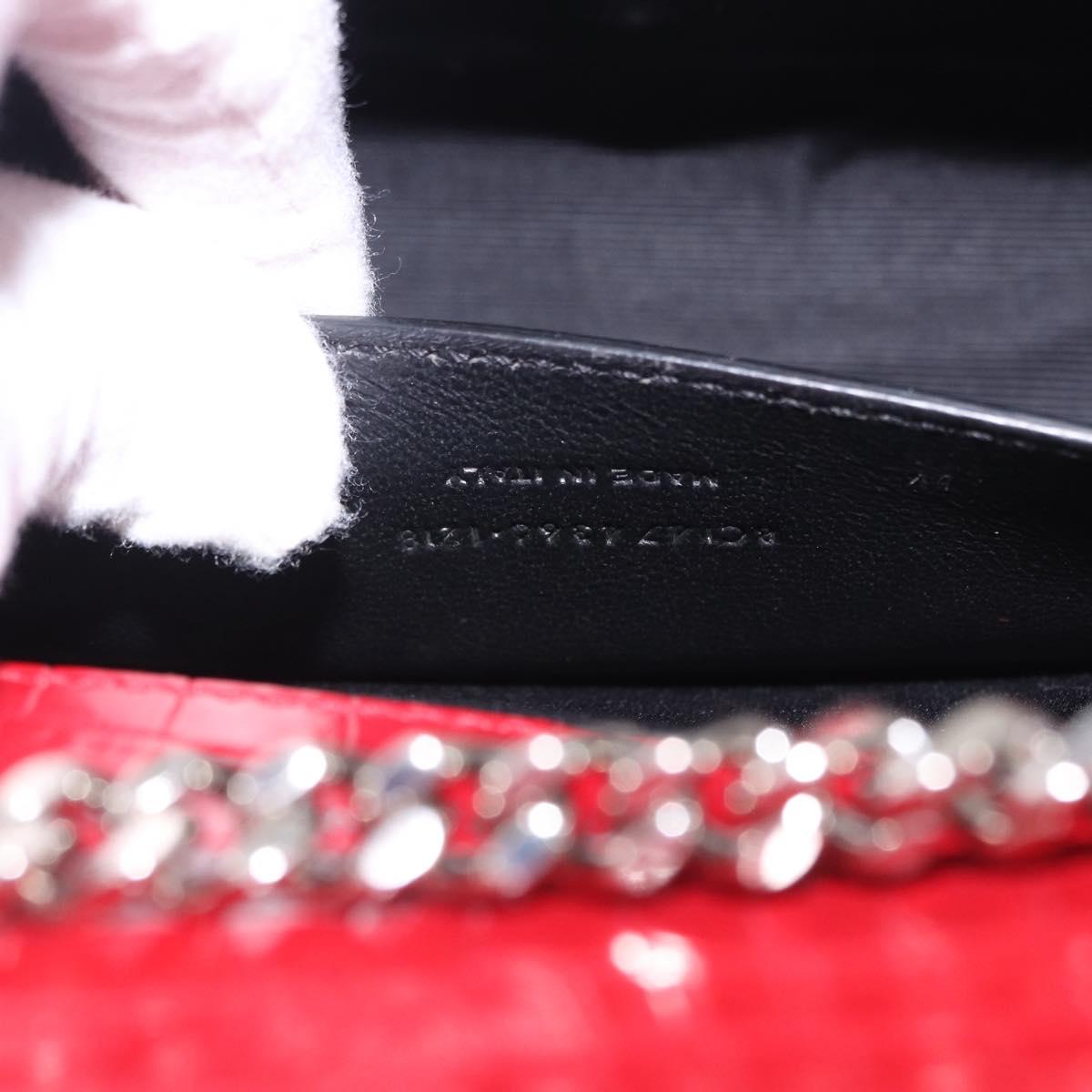 SAINT LAURENT Chain Kate Shoulder Bag Leather Red Silver Auth 202203V
