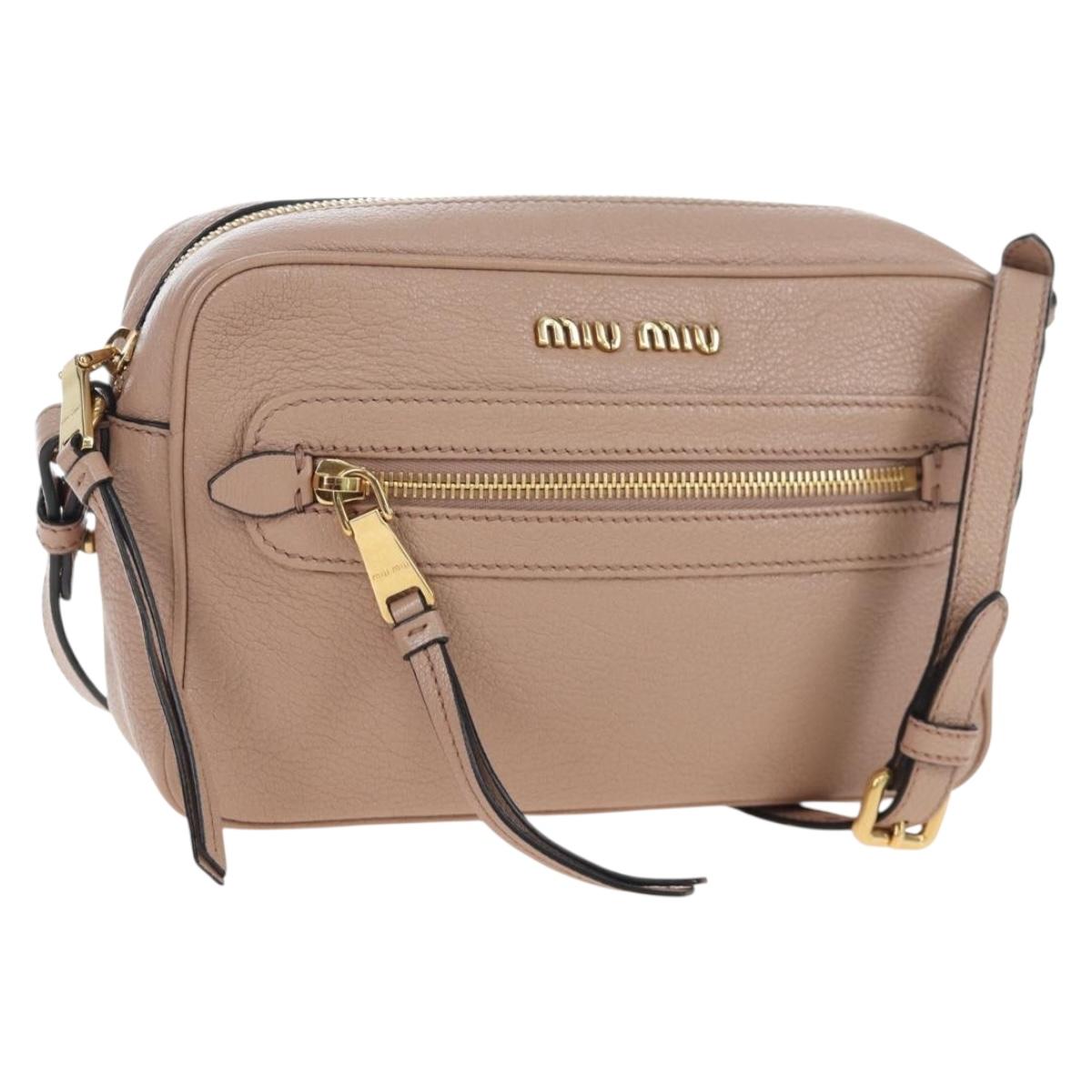 Miu Miu Shoulder Bag Leather 2way Pink Gold Auth 202204M