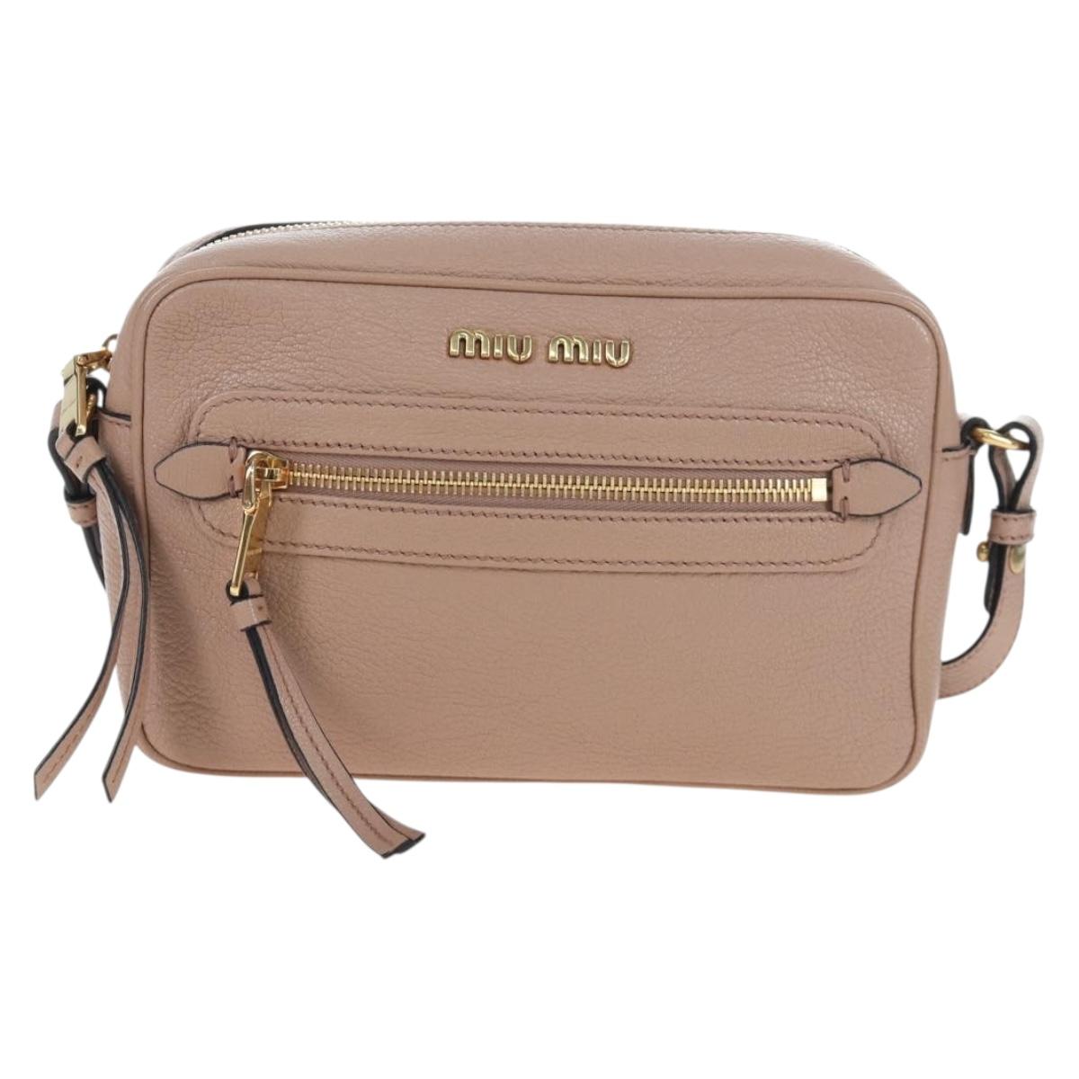 Miu Miu Shoulder Bag Leather 2way Pink Gold Auth 202204M
