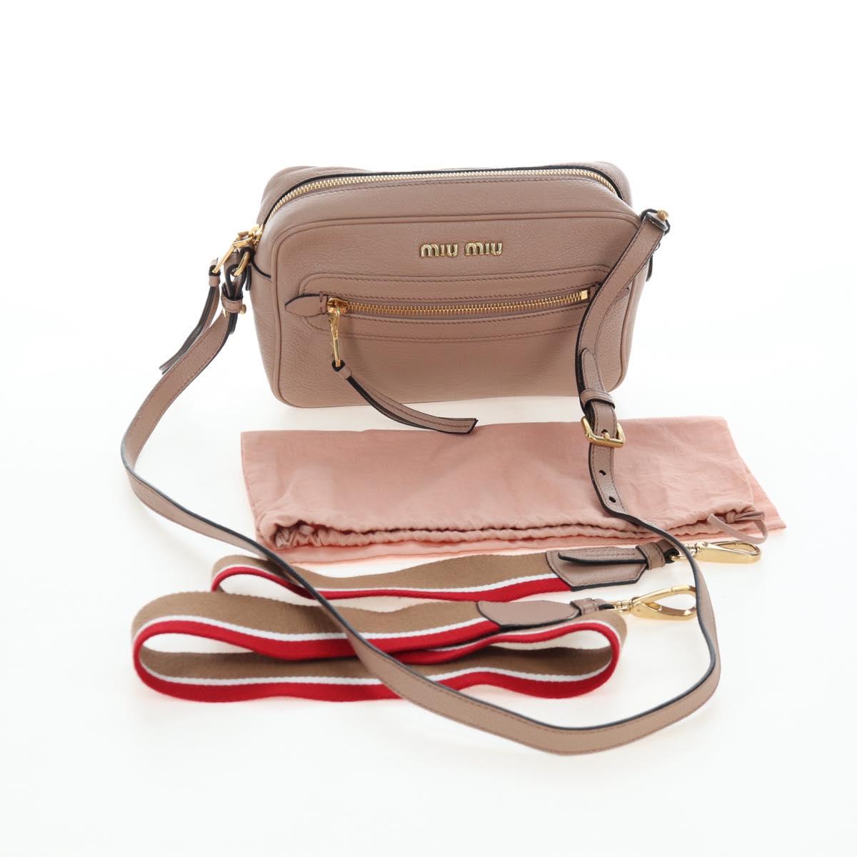 Miu Miu Shoulder Bag Leather 2way Pink Gold Auth 202204M