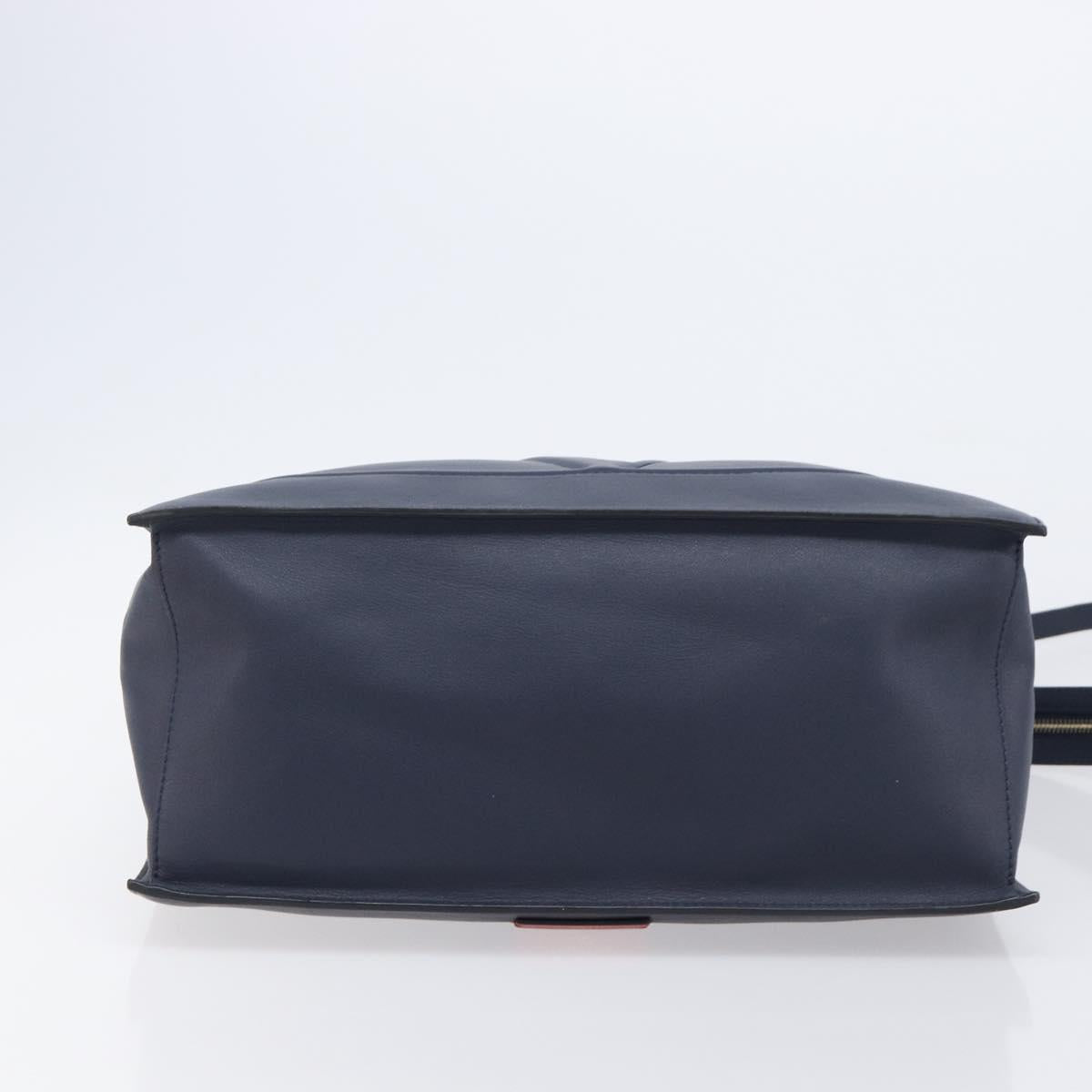 VALENTINO Hand Bag Leather 2way Navy Gold Auth 202206V