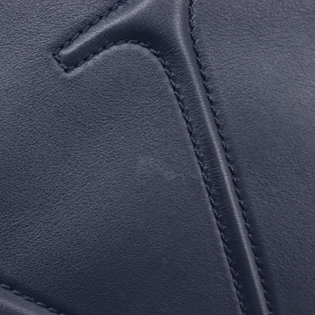 VALENTINO Hand Bag Leather 2way Navy Gold Auth 202206V