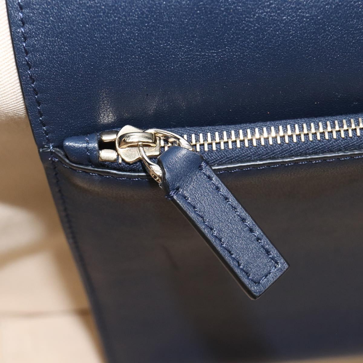 VALENTINO Hand Bag Leather 2way Navy Gold Auth 202206V