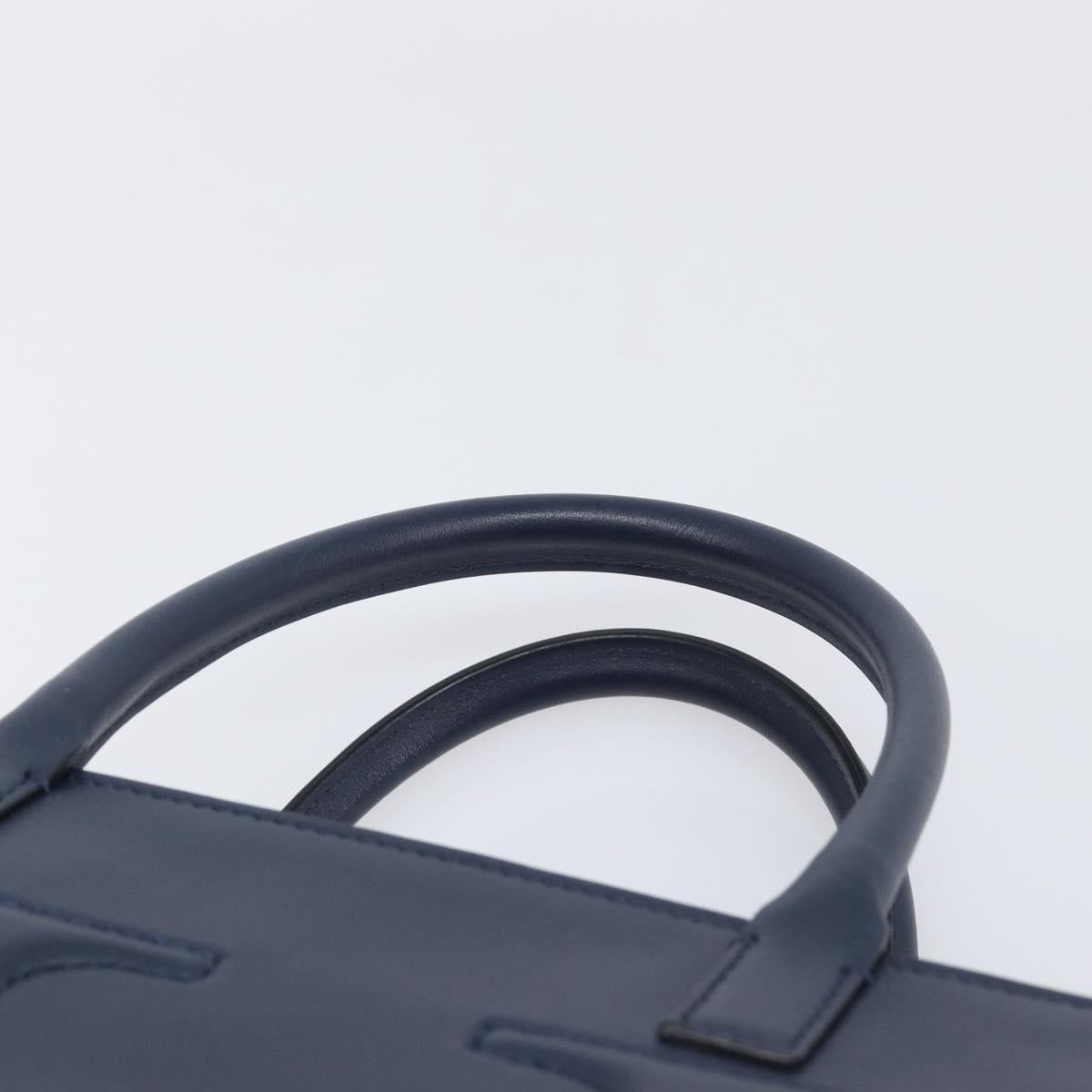 VALENTINO Hand Bag Leather 2way Navy Gold Auth 202206V