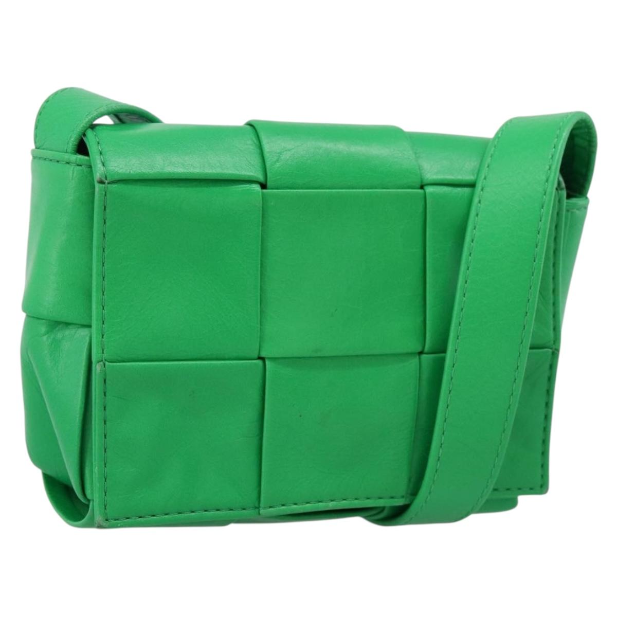 BOTTEGA VENETA MAXI INTRECCIATO Candy Shoulder Bag Leather Green Auth 202207A