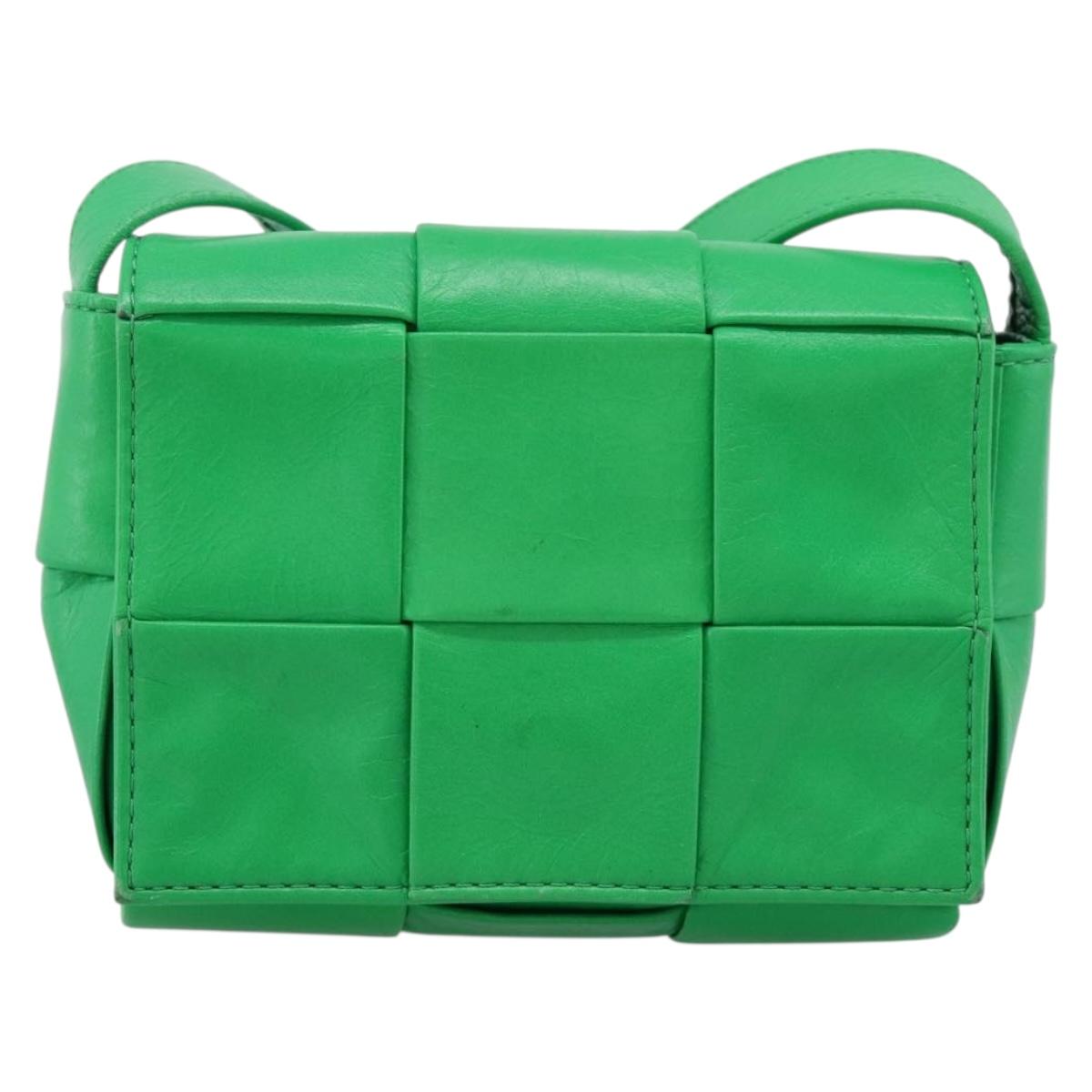 BOTTEGA VENETA MAXI INTRECCIATO Candy Shoulder Bag Leather Green Auth 202207A