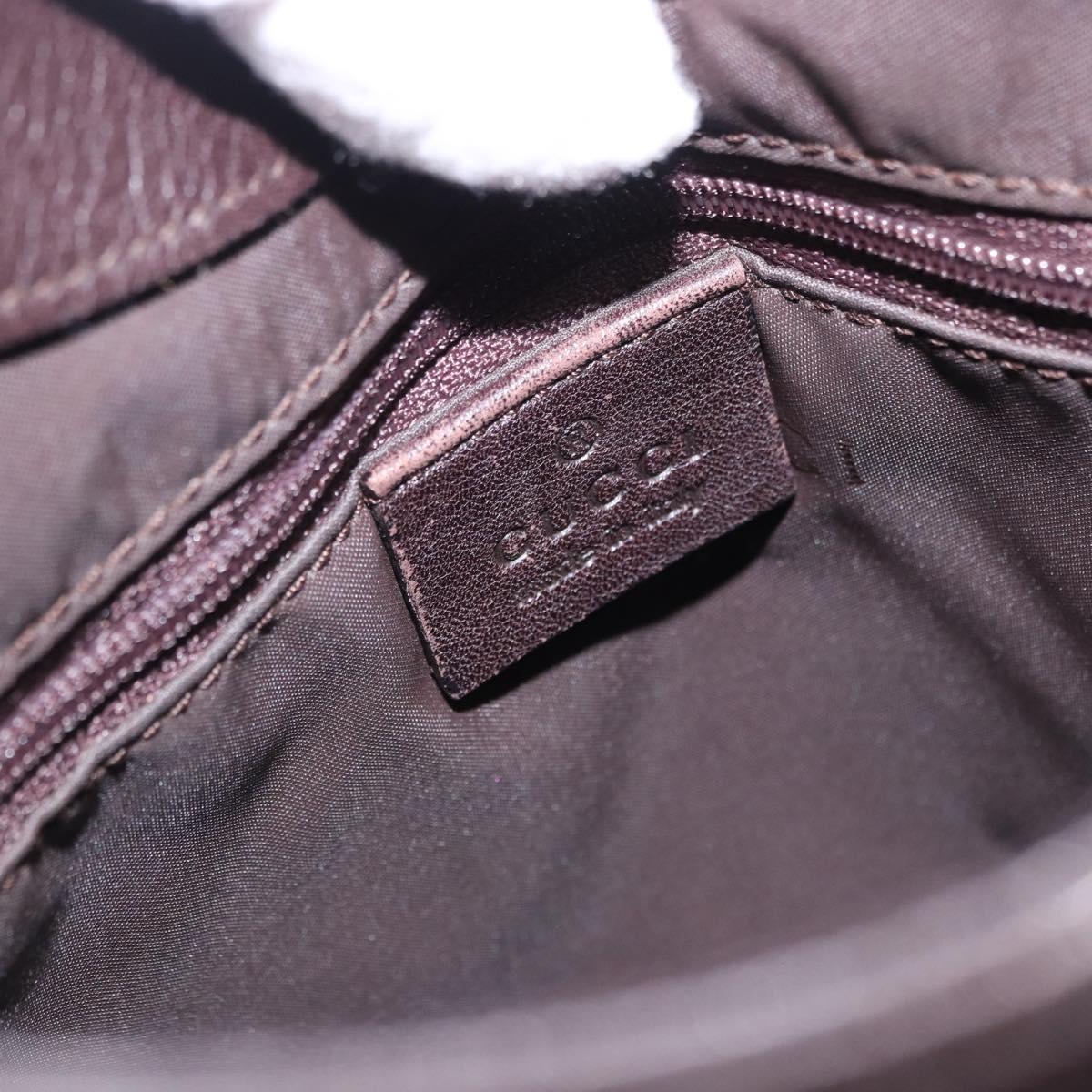 GUCCI Bamboo Shoulder Bag Leather Dark Brown Silver 001 3244 Auth 202214A