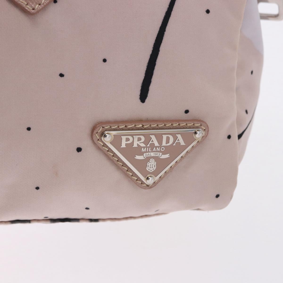 PRADA Tote Bag Nylon Pink Silver Auth 202215