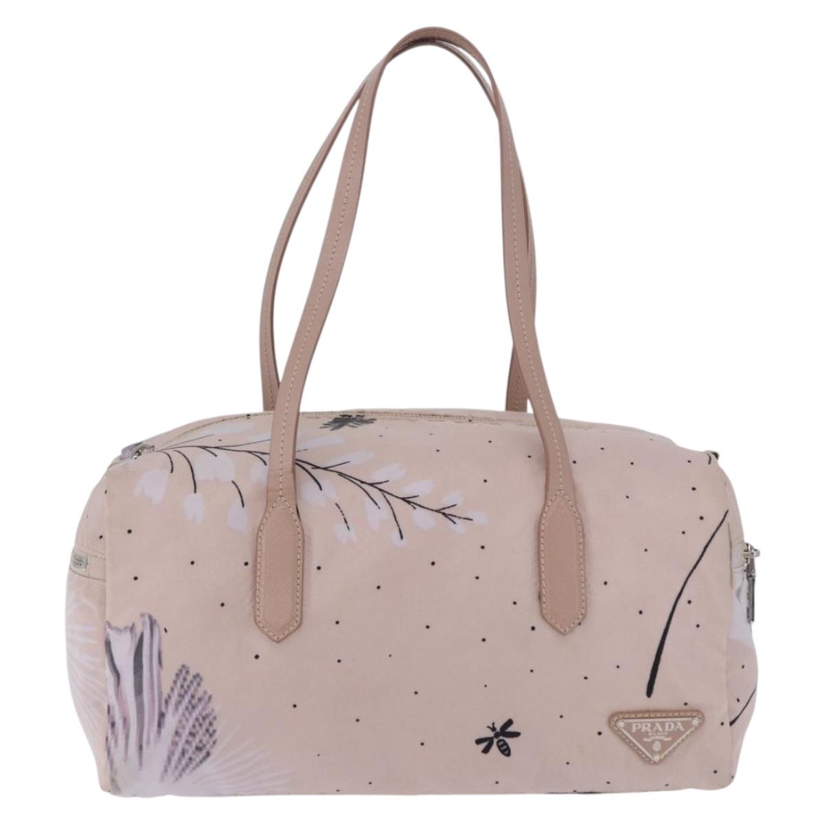 PRADA Tote Bag Nylon Pink Silver Auth 202215