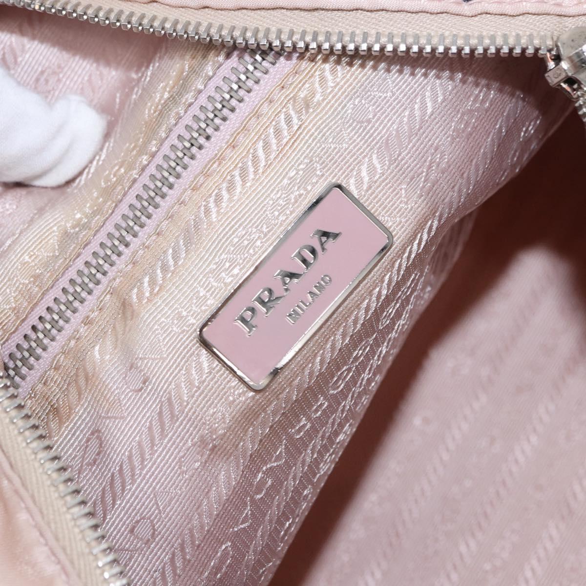 PRADA Tote Bag Nylon Pink Silver Auth 202215